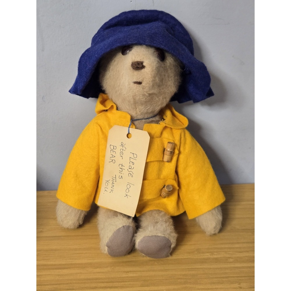 Vintage 1970s Primitive Folk Art Paddington Bear Approx 12"